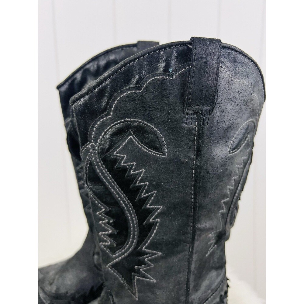 Coconuts by Matisse Widow Black Vegan Leather Western Cowgirl Boots Mid Calf 7M - Picture 4 of 10